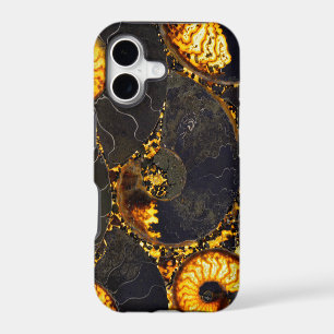 Golden Nautilus black gold fossil abstract design