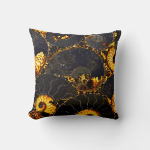 Golden Nautilus Throw Pillow