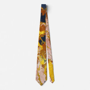 Golden Navy Abstract Metal Textures Tie
