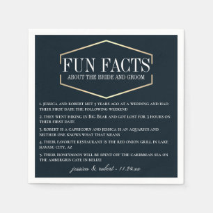 Golden Navy Blue Fun Facts Personalized Napkin