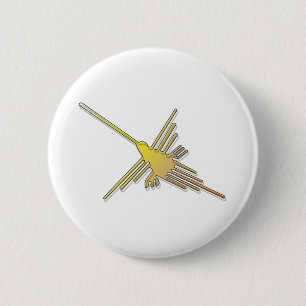 Golden Nazca Lines Hummingbird 2 Inch Round Button