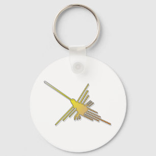 Golden Nazca Lines Hummingbird Keychain
