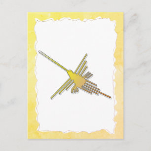 Golden Nazca Lines Hummingbird Old Torn Paper Postcard