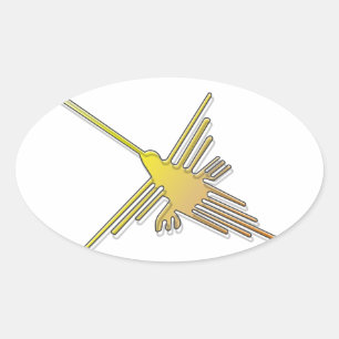 Golden Nazca Lines Hummingbird Oval Sticker