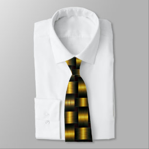 Golden Neck Tie Gold Black Lattice