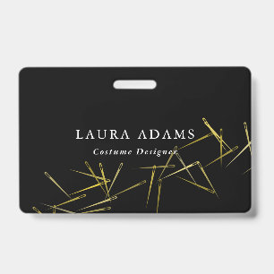 Golden Needles Elegant Fashion Designer Name Badge