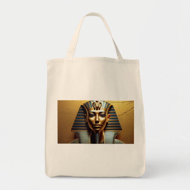  Golden Nefertiti Line Art Tote Bag – Modern Egypt (Front)