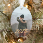 Golden Neon 2025 Photo Holiday Ornament