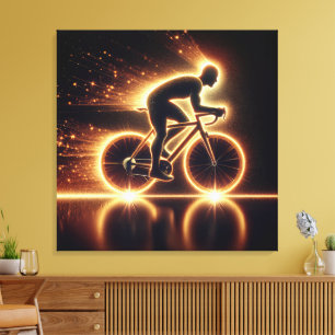 Golden Neon Bicycle Canvas Print