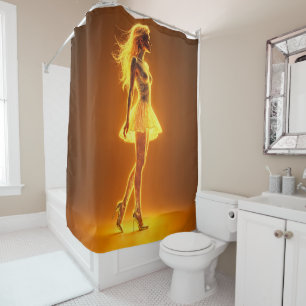 Golden neon girl in glowing fashion elegance