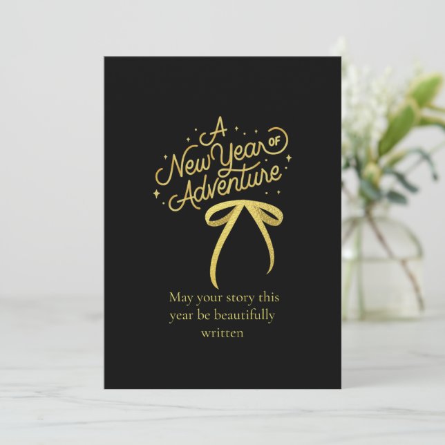 Golden New Year Adventure Card Design (Standing Front)