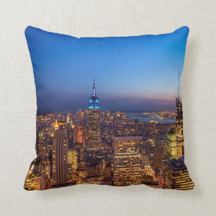 Golden New York City Skyline Throw Pillow