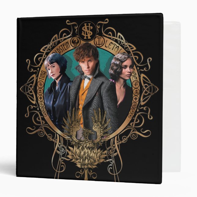 Golden Newt, Tina, and Leta Art Deco Portrait Binder (Front/Inside)