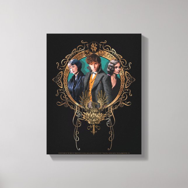 Golden Newt, Tina, and Leta Art Deco Portrait Canvas Print (Front)