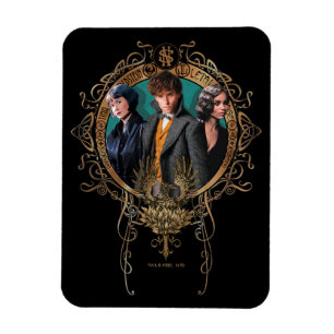 Golden Newt, Tina, and Leta Art Deco Portrait Magnet
