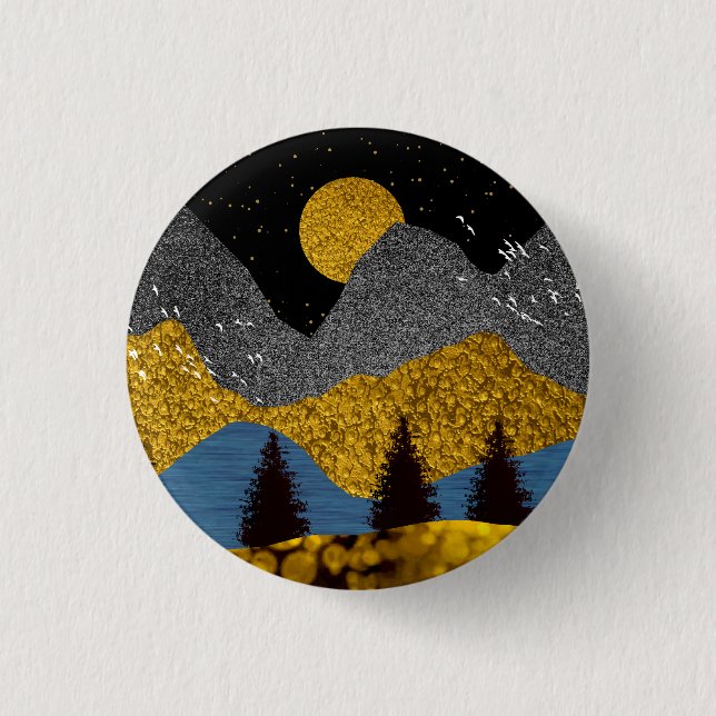 Golden Night 1 Inch Round Button (Front)