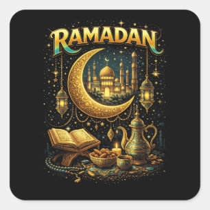 Golden Nights of Ramadan Square Sticker