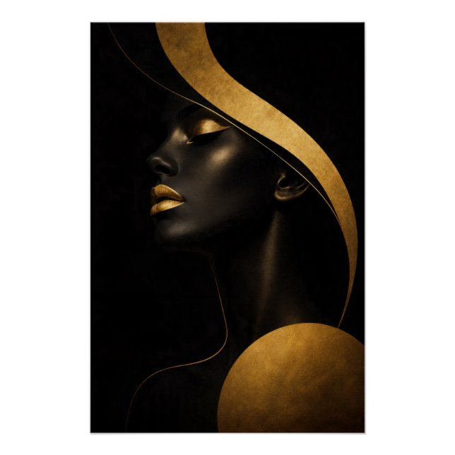 Golden Noir Muse Wall Art Poster  (Front)