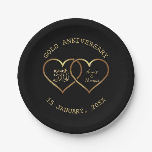 Golden Numbers And Hearts  Paper Plate