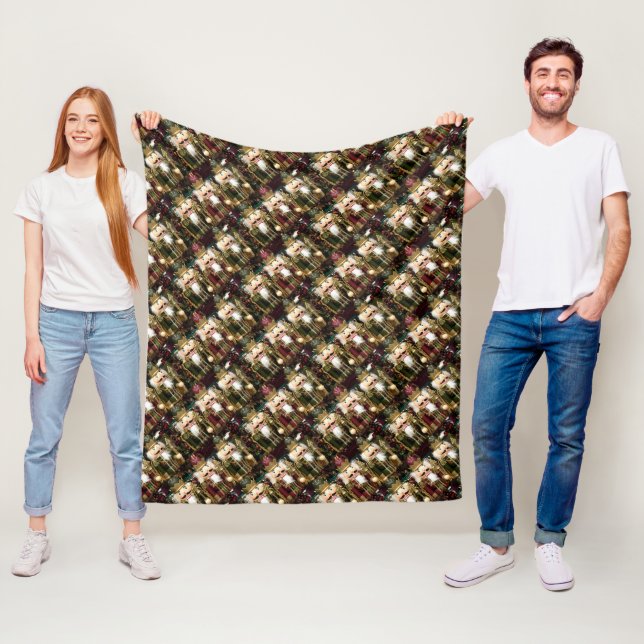 Golden Nutcracker Soldiers Christmas Fleece Blanket (In Situ)