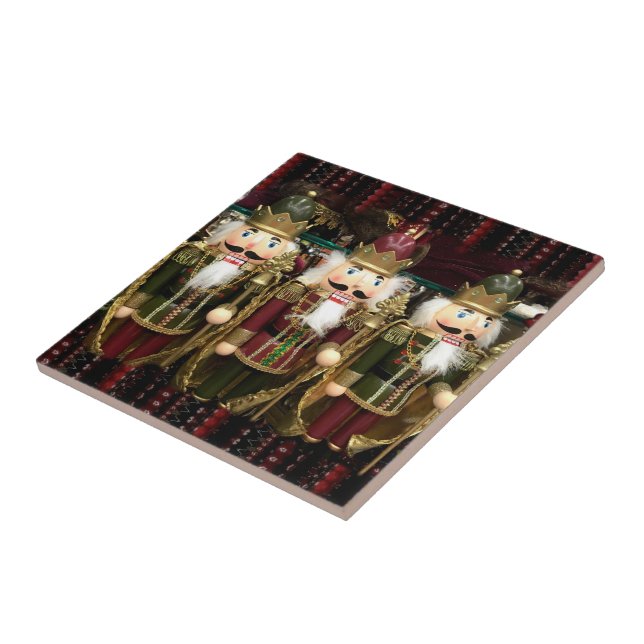 Golden Nutcracker Soldiers Christmas Tile (Side)