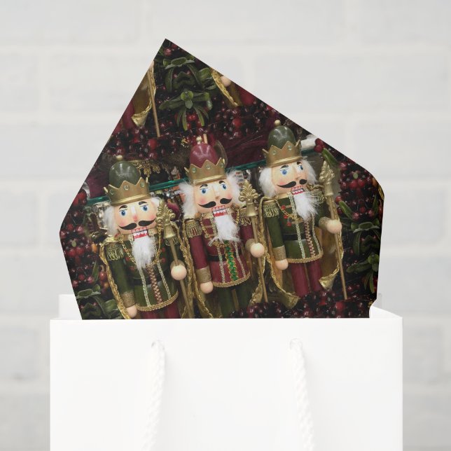 Golden Nutcracker Soldiers Christmas Tissue Paper (Gift Bag)