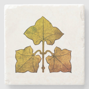 Golden Oak Leaf Stone Coaster