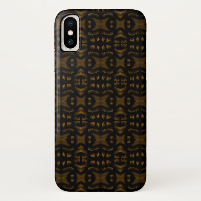 Golden Obsidian Tribal Ikat Pattern Case-Mate iPhone Case (Back)