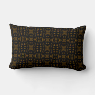 Golden Obsidian Tribal Ikat Pattern Lumbar Pillow