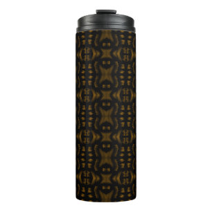 Golden Obsidian Tribal Ikat Pattern Thermal Tumbler