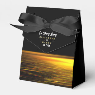 Golden Ocean, Elegant Beach Wedding Favor Box