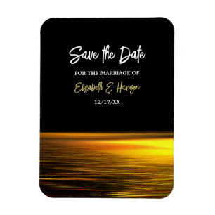 Golden Ocean, Elegant Beach Wedding Save the Date Magnet