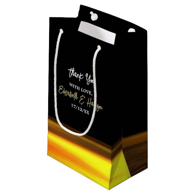 Golden Ocean, Elegant Beach Wedding Small Gift Bag (Front Angled)