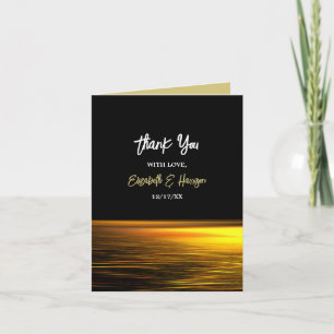 Golden Ocean, Elegant Beach Wedding Thank You Card