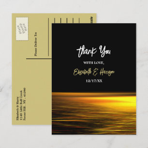 Golden Ocean, Elegant Beach Wedding Thank You Postcard
