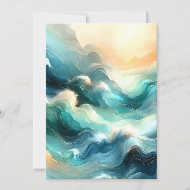Golden Ocean Flow Abstract Waves Announcement (Front)