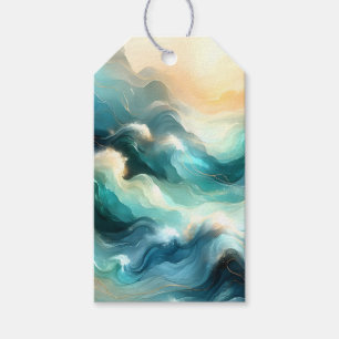 Golden Ocean Flow Abstract Waves Gift Tags