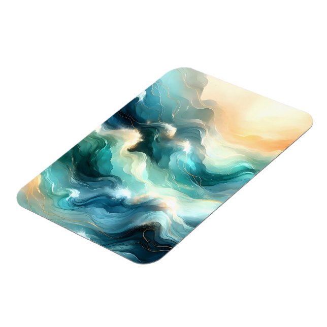 Golden Ocean Flow Abstract Waves Magnet (Left Side)