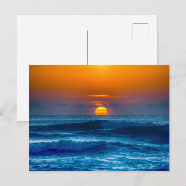 Golden Ocean Sunset Scenic Postcard (Front/Back)