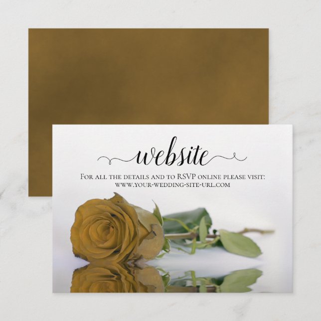 Golden Ochre Rose Elegant Wedding Website Enclosure Card (Front/Back)