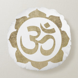 Golden Ohm Round Pillow