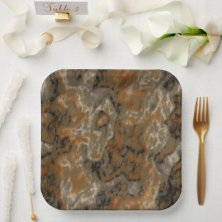 Golden Olive Abstract Paper Plate