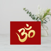 Golden OM On Dark Red
