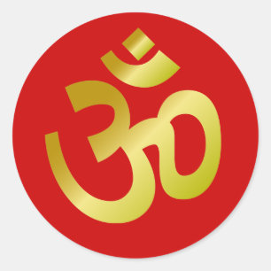Golden Om Sign Classic Round Sticker