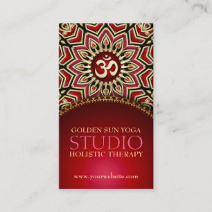 Golden OM Sun Yoga Reiki Cartes de visite rouges