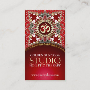 Golden OM Yoga Batik Bohème Cartes de visite rouge