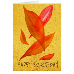 Golden Orange Autumn Fall leaf modern art