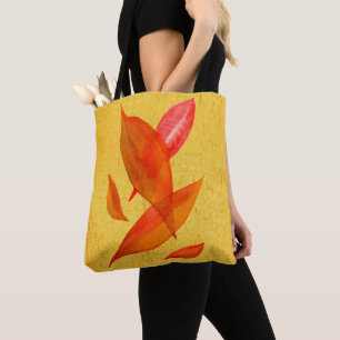 Golden Orange Autumn Fall leaf modern art Tote Bag