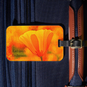 Golden Orange California Poppy "Land Of Orange" Luggage Tag