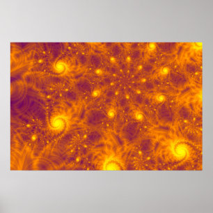GOLDEN ORANGE FRACTAL ART – PSYCHEDELIC SPIRAL POSTER
